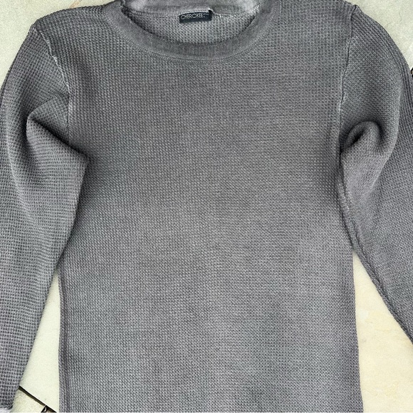 Vintage 90s Overdyed Black Grey Reworked Waffle Knit Thermal - Picture 4 of 4